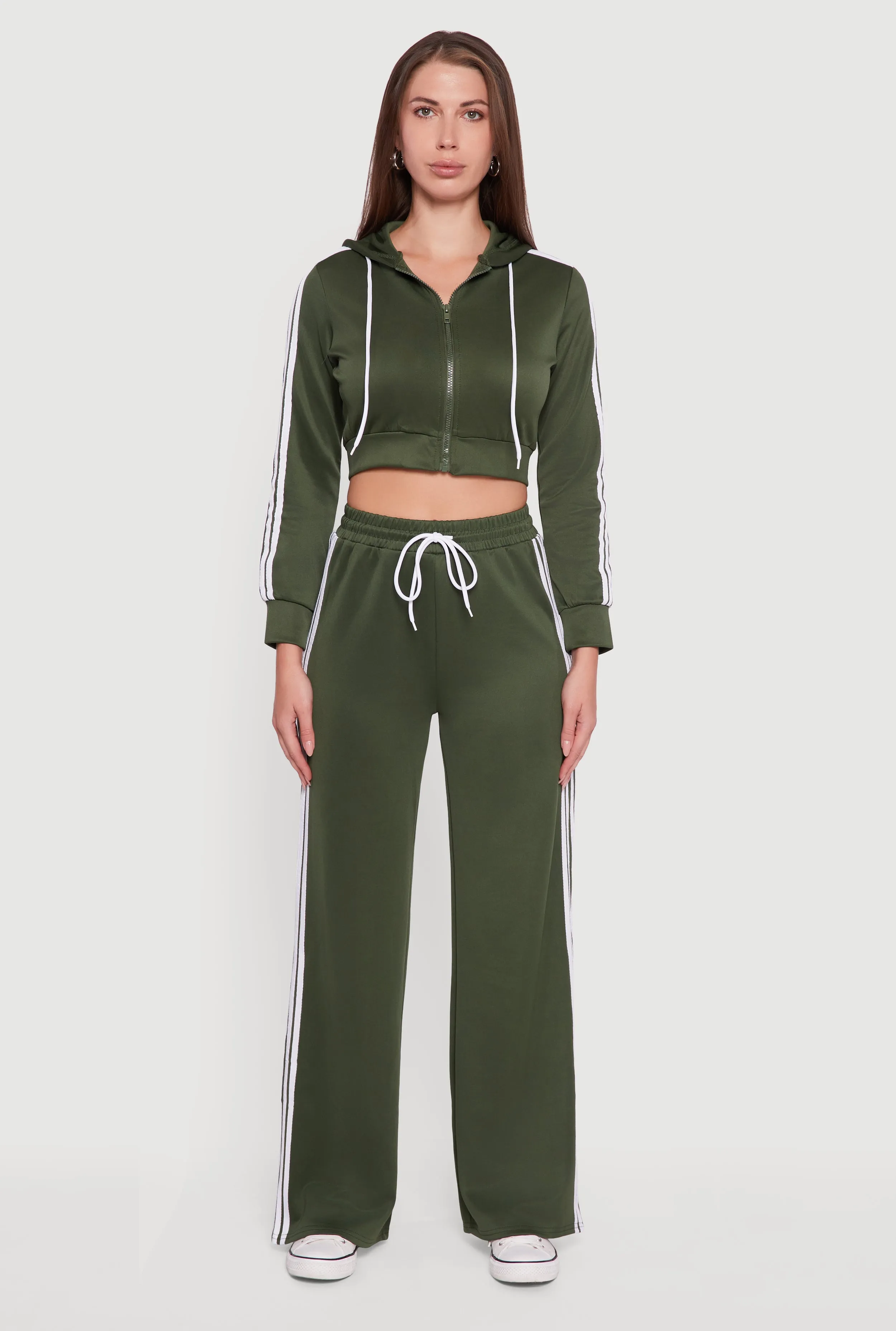 Contrast Trim Hooded Zip Front Cropped Jacket sold by Rainbow product image thumbnail 3