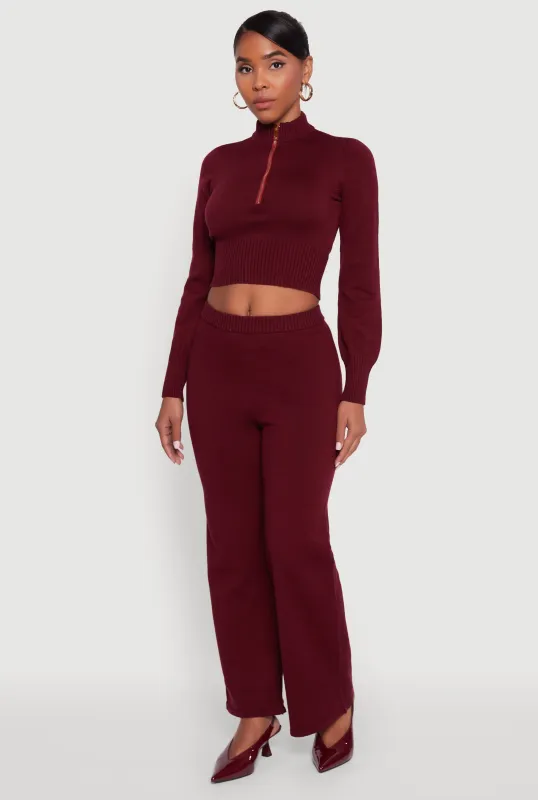 Rib Knit High Waisted Wide Leg Casual Pants sold by Rainbow