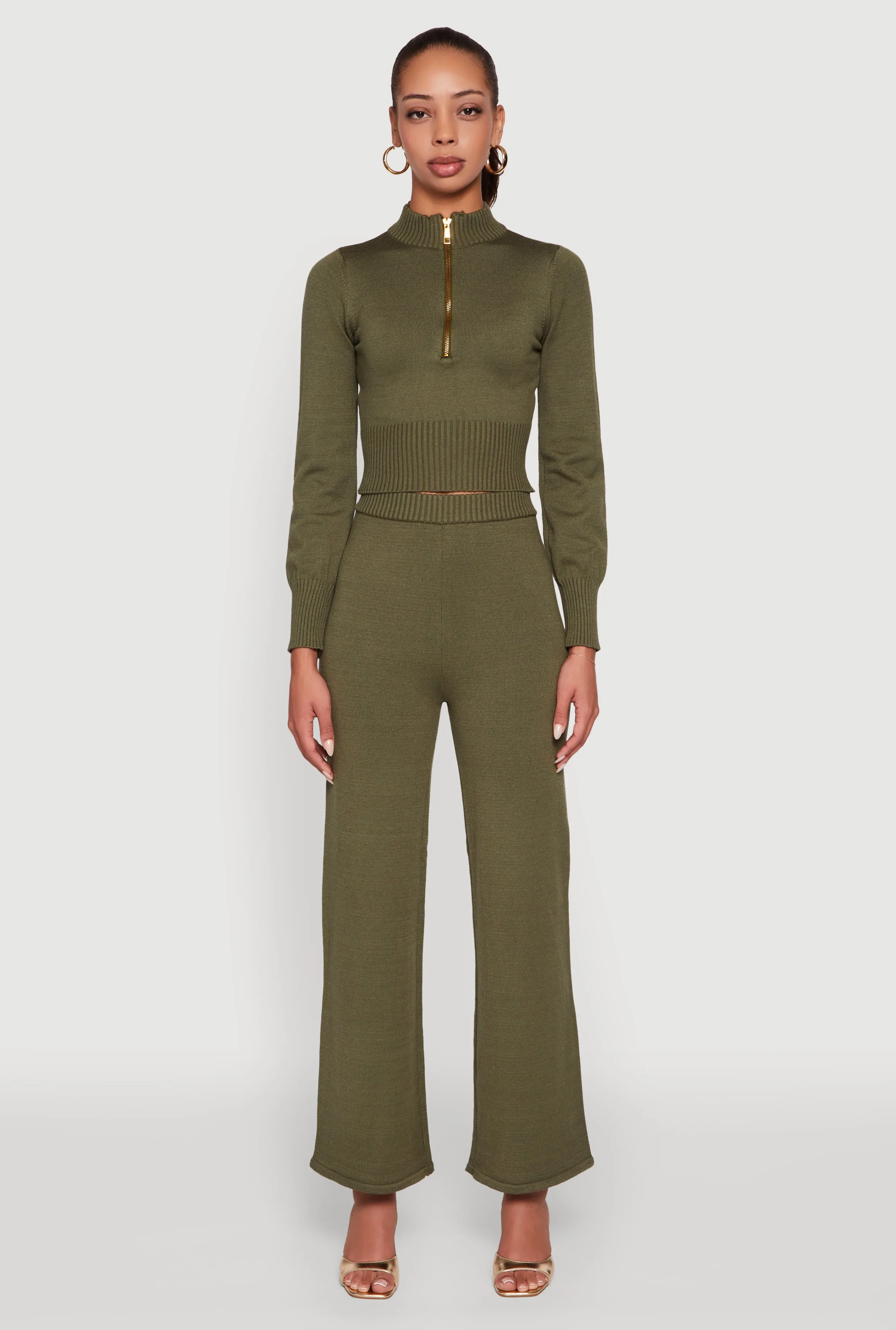 Rib Knit High Waisted Wide Leg Casual Pants sold by Rainbow product image thumbnail 2