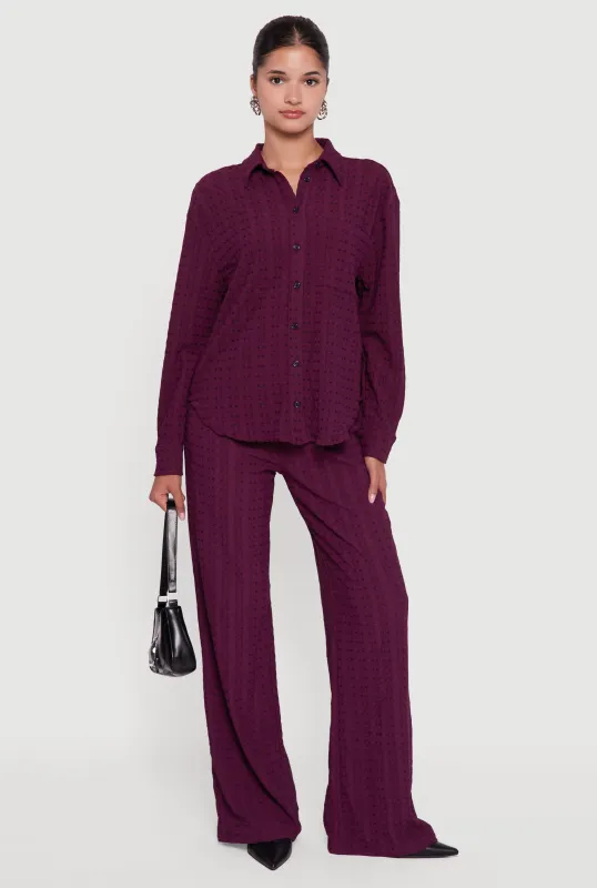 Textured Knit Decorative Stitch Wide Leg Pants sold by Rainbow