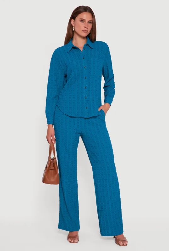 Textured Knit Decorative Stitch Wide Leg Pants sold by Rainbow