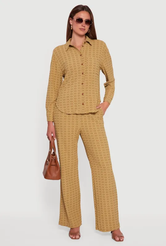 Textured Knit Decorative Stitch Wide Leg Pants sold by Rainbow