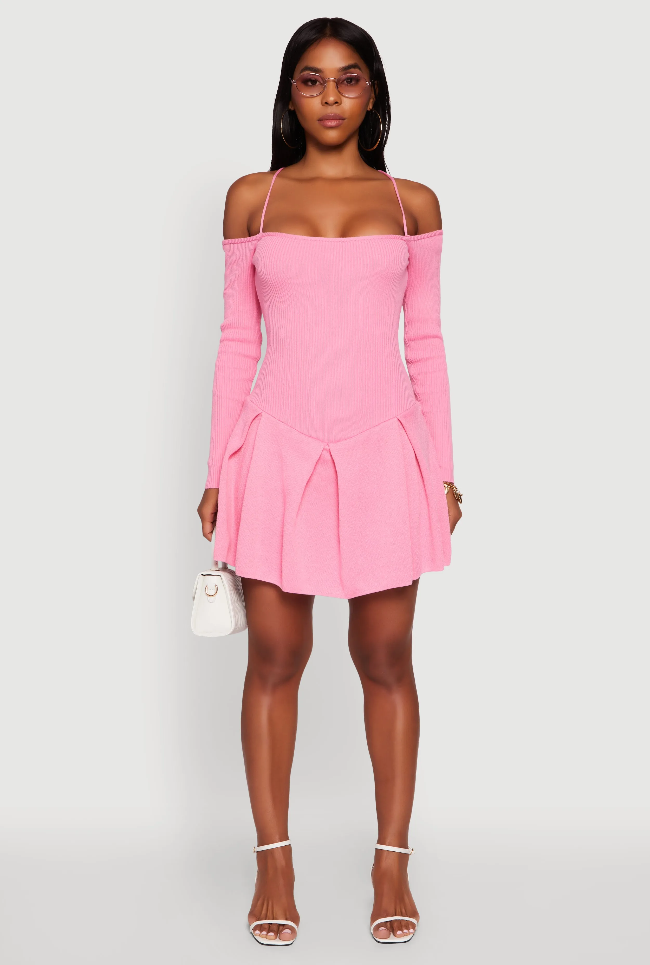 Ribbed Knit Lace Up Back Sweater Dress sold by Rainbow product image thumbnail 2