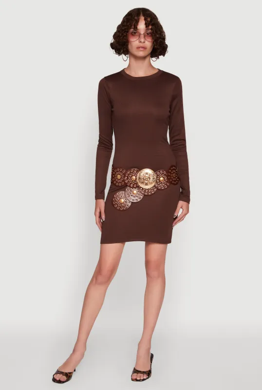 Ribbed Knit Long Sleeve Mini Dress sold by Rainbow