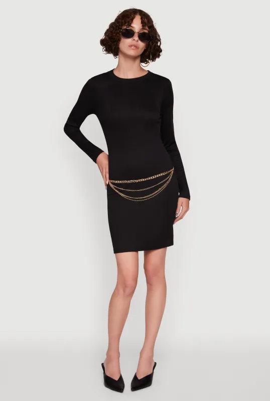 Ribbed Knit Long Sleeve Mini Dress sold by Rainbow