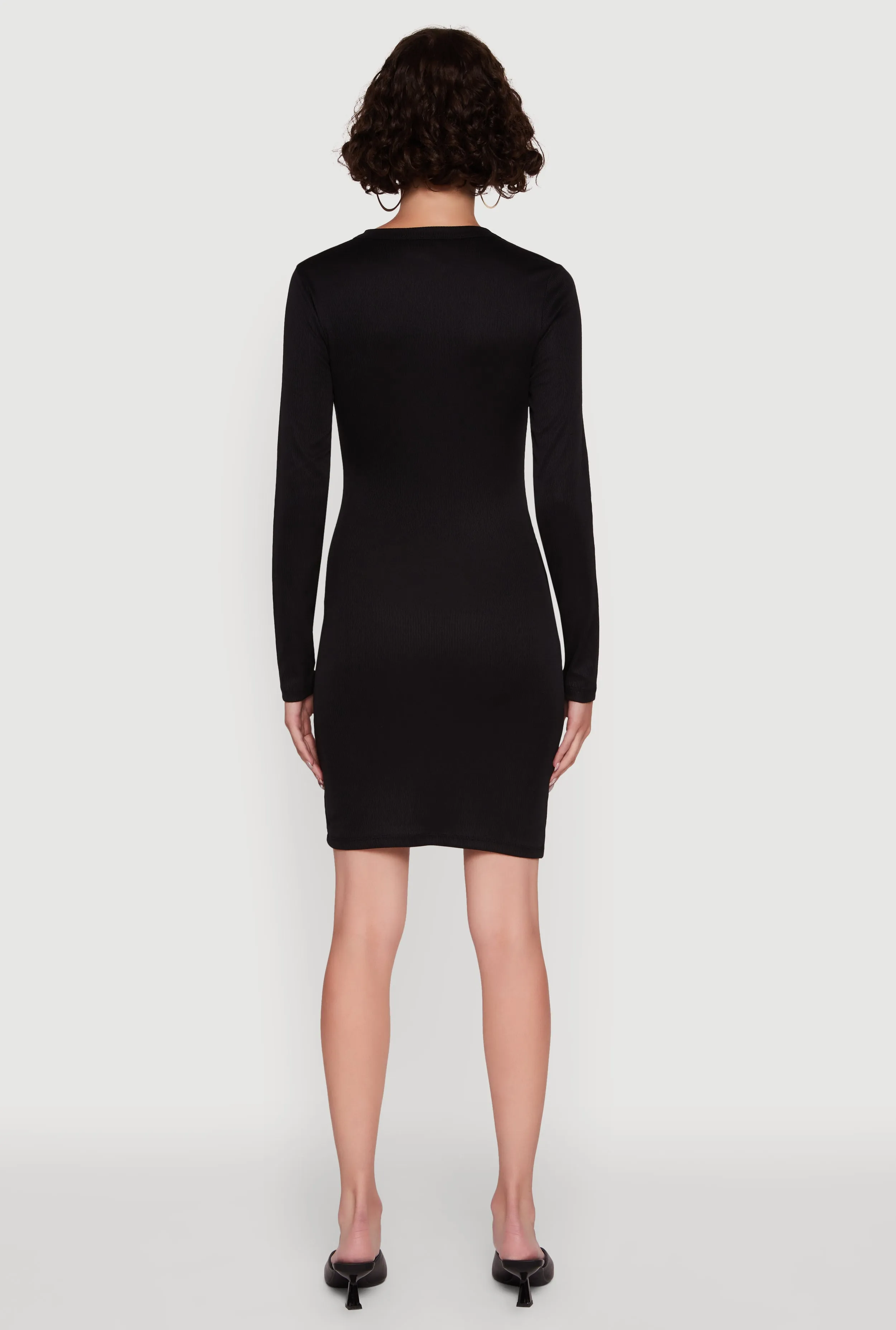 Ribbed Knit Long Sleeve Mini Dress sold by Rainbow product image thumbnail 5