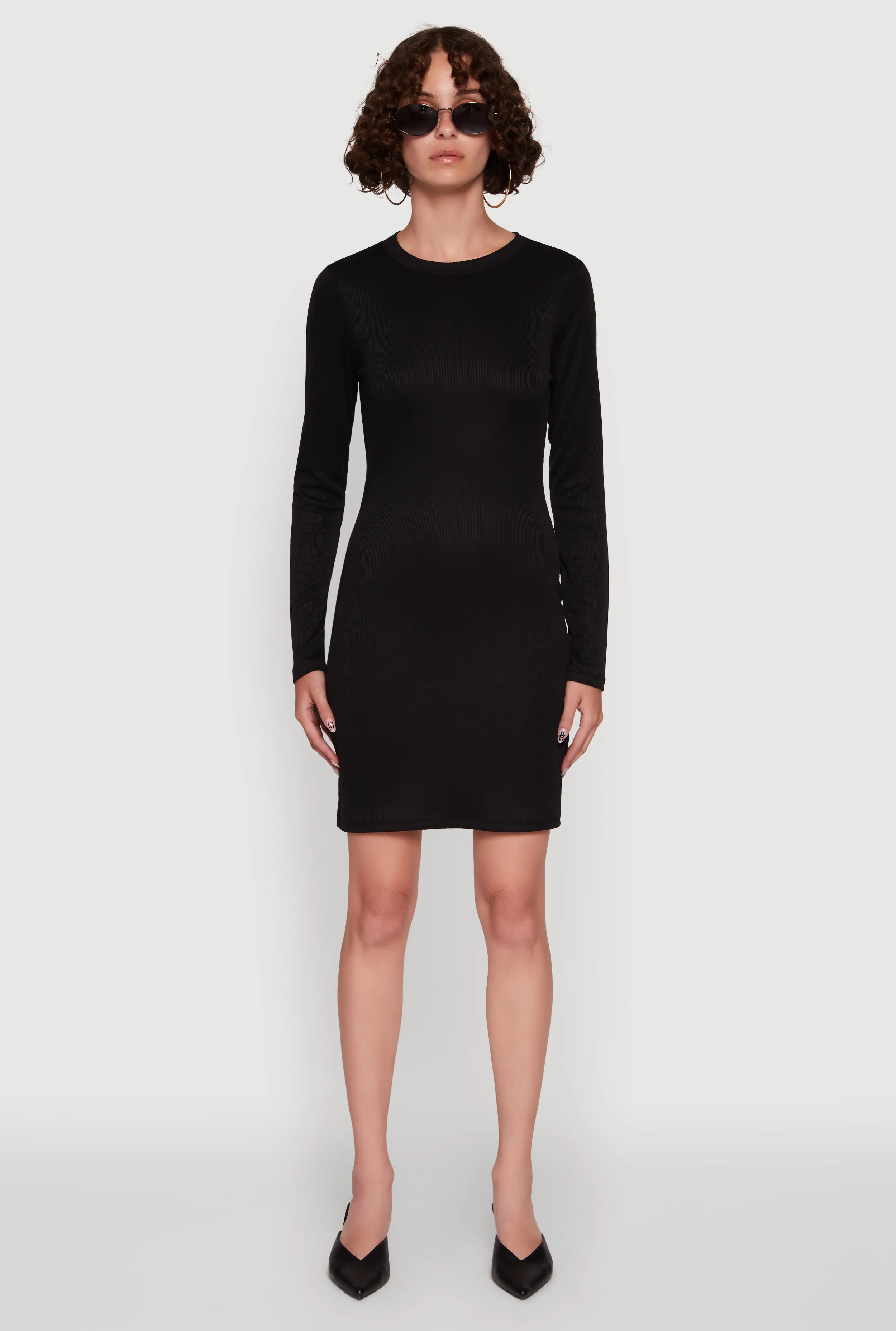 Ribbed Knit Long Sleeve Mini Dress sold by Rainbow product image thumbnail 2