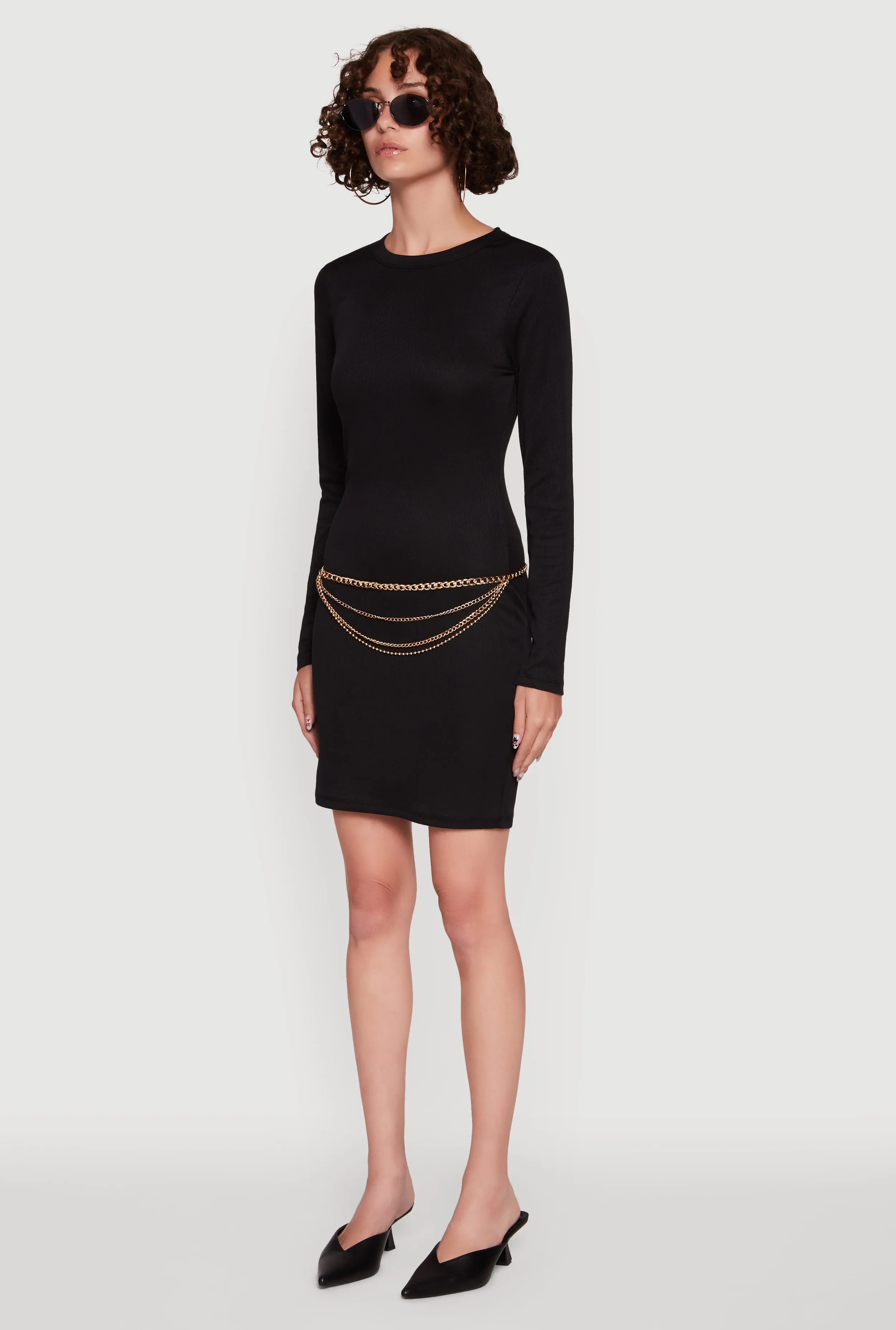 Ribbed Knit Long Sleeve Mini Dress sold by Rainbow product image thumbnail 3