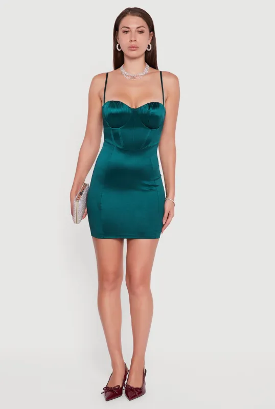 Satin Sleeveless Sweetheart Bustier Dress sold by Rainbow