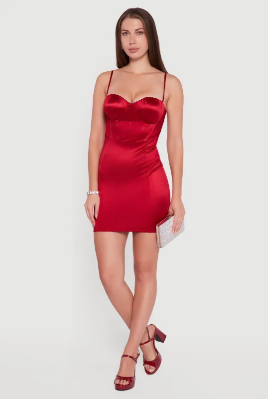 Satin Sleeveless Sweetheart Bustier Dress sold by Rainbow