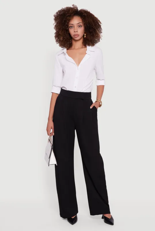 High Waisted Pleated Wide Leg Dress Pants sold by Rainbow