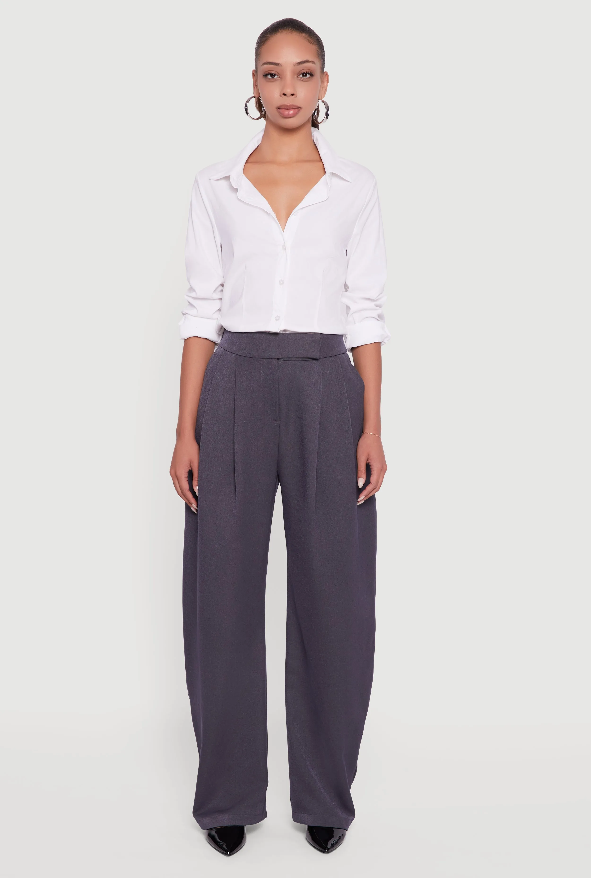 High Waisted Pleated Wide Leg Dress Pants sold by Rainbow product image thumbnail 2