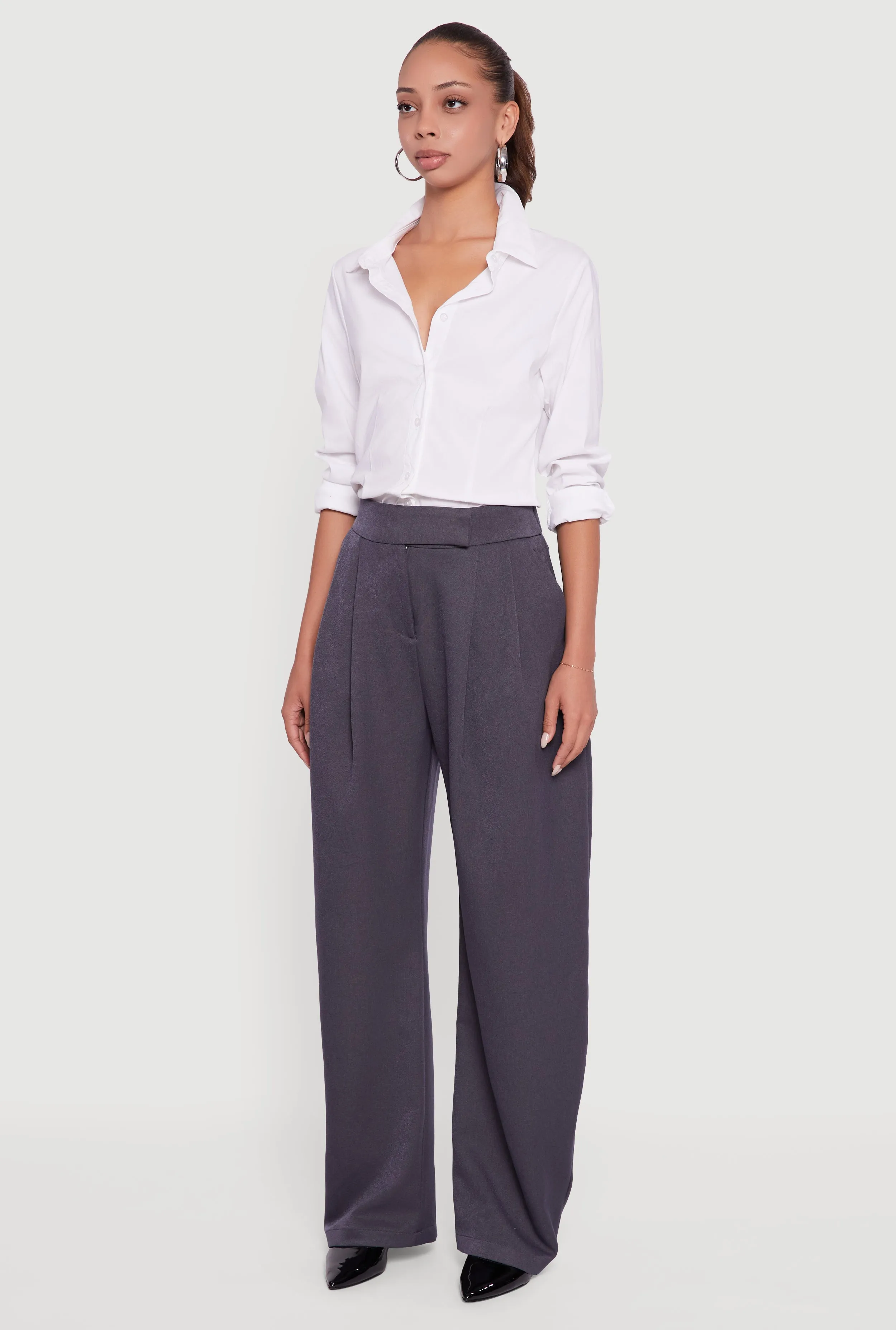 High Waisted Pleated Wide Leg Dress Pants sold by Rainbow product image thumbnail 3