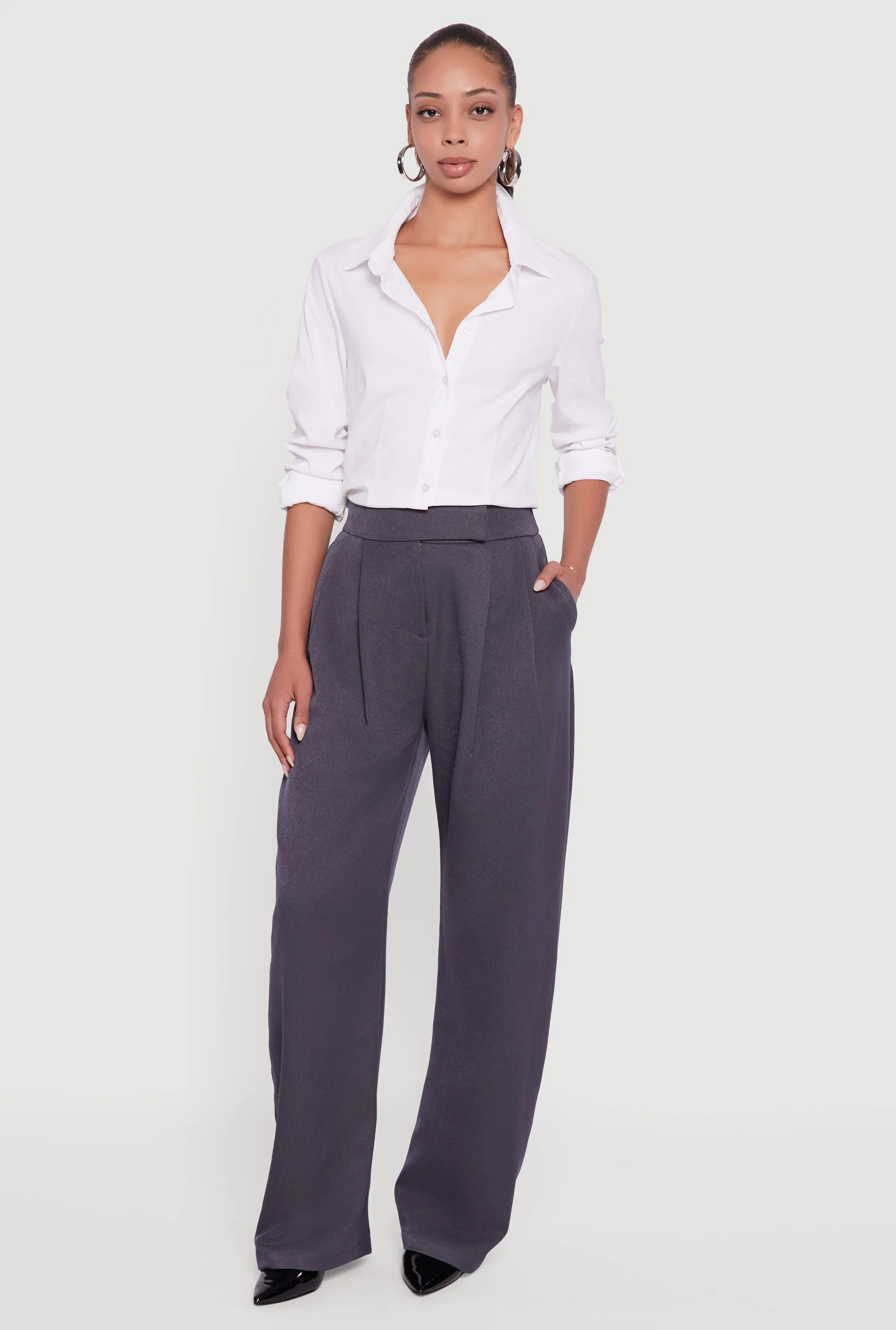 High Waisted Pleated Wide Leg Dress Pants sold by Rainbow