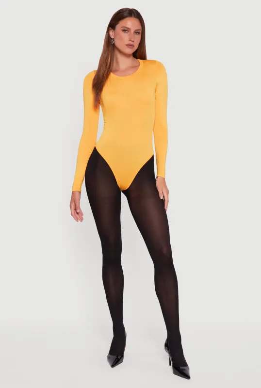 Basic Curve Hugging Long Sleeve Crew Neck Bodysuit sold by Rainbow