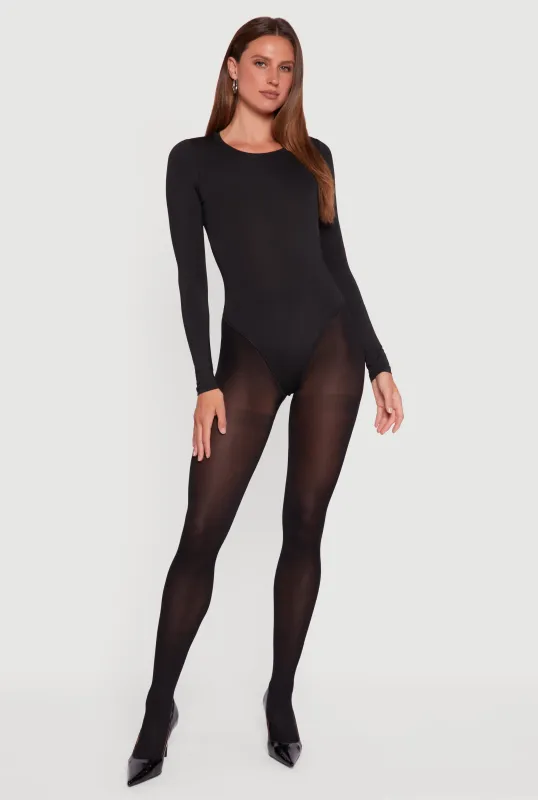 Basic Curve Hugging Long Sleeve Crew Neck Bodysuit sold by Rainbow