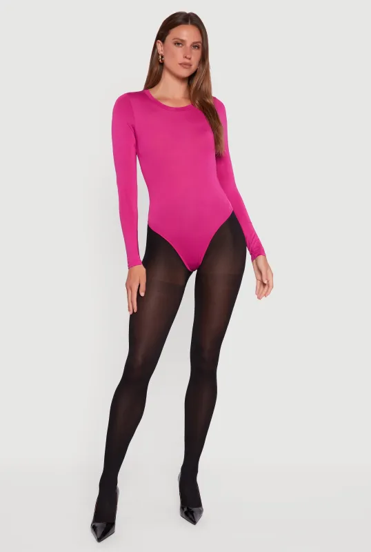 Basic Curve Hugging Long Sleeve Crew Neck Bodysuit sold by Rainbow