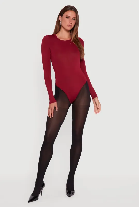 Basic Curve Hugging Long Sleeve Crew Neck Bodysuit sold by Rainbow