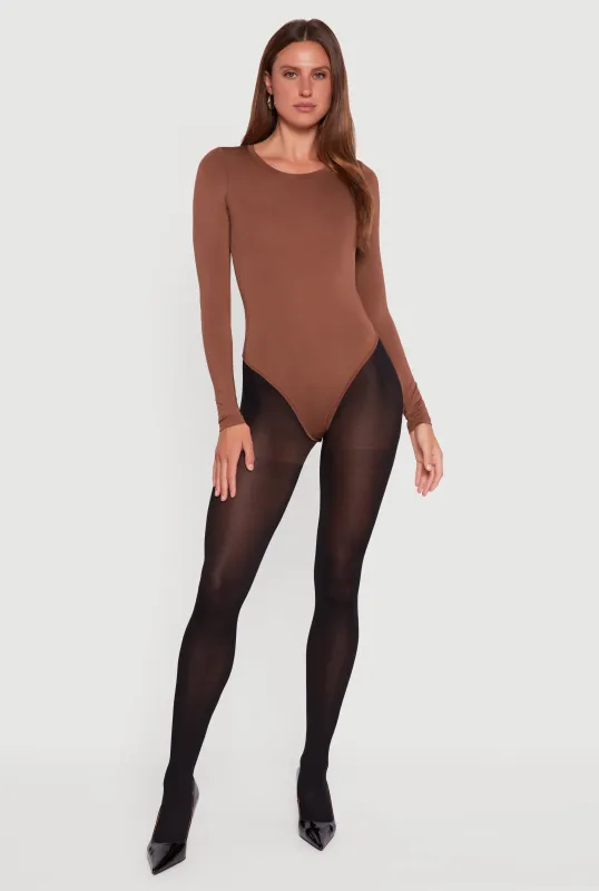 Basic Curve Hugging Long Sleeve Crew Neck Bodysuit sold by Rainbow