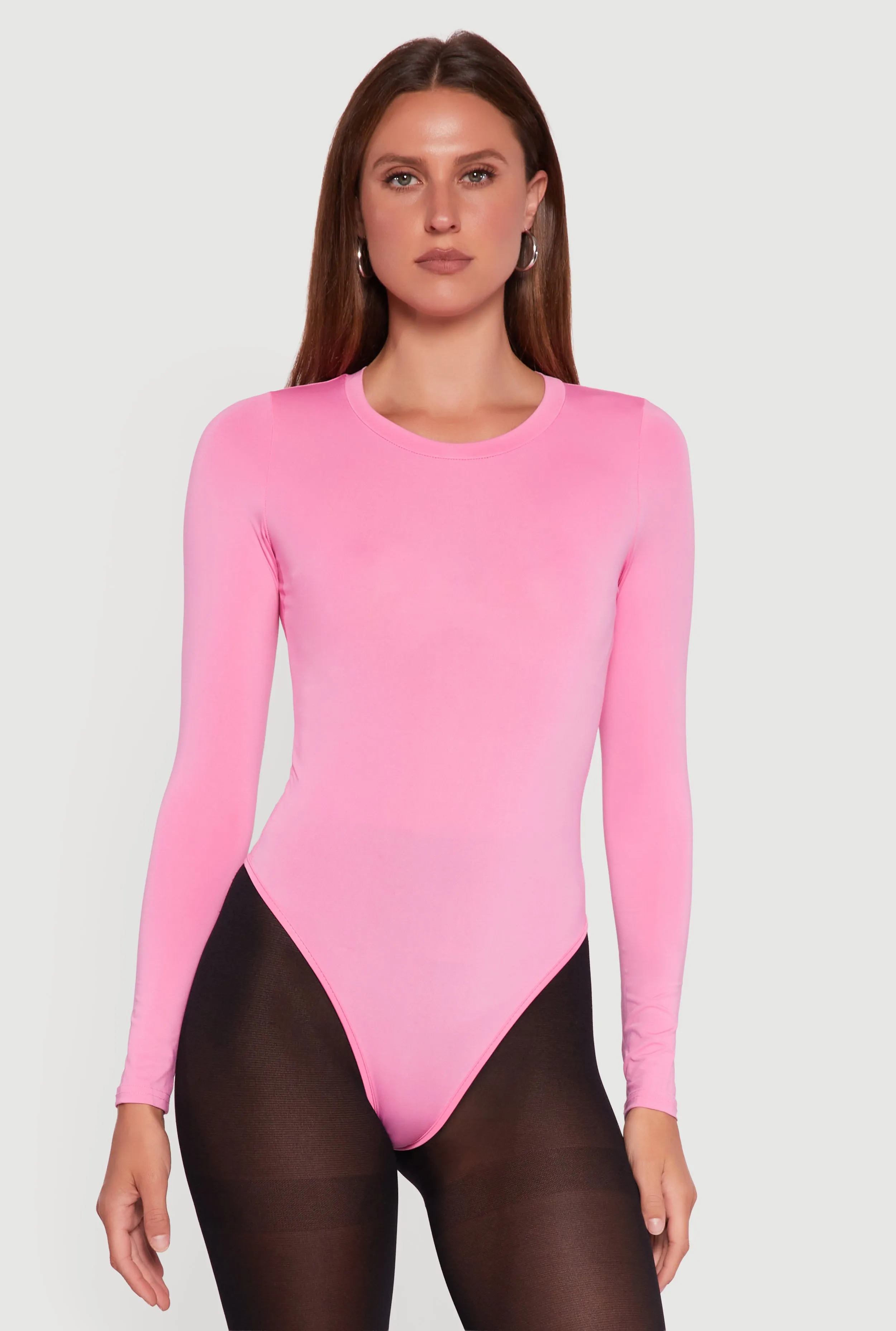 Basic Curve Hugging Long Sleeve Crew Neck Bodysuit sold by Rainbow product image thumbnail 2
