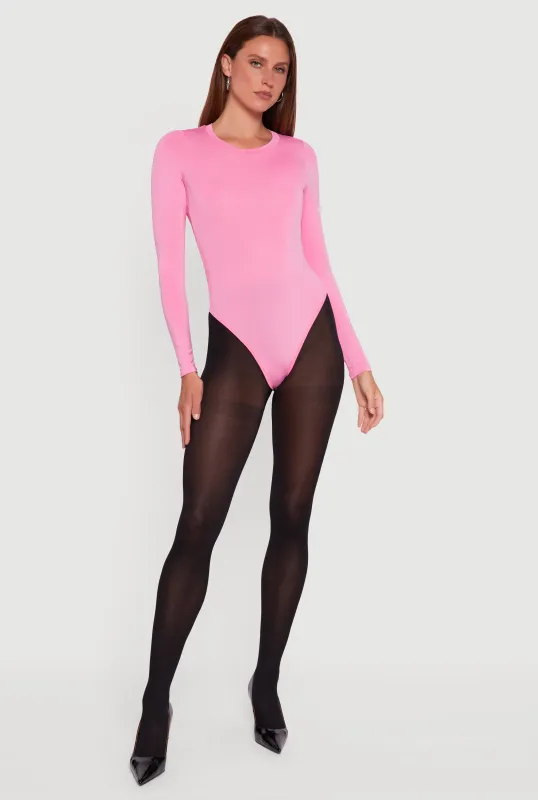 Basic Curve Hugging Long Sleeve Crew Neck Bodysuit sold by Rainbow