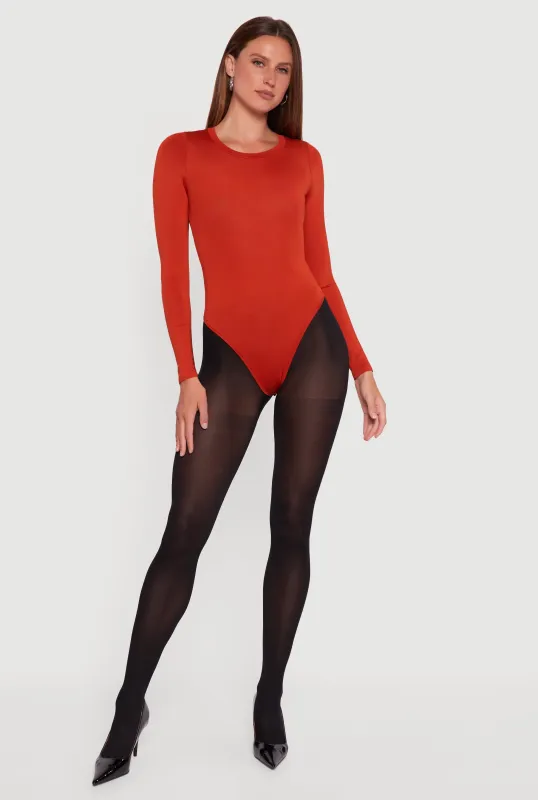 Basic Curve Hugging Long Sleeve Crew Neck Bodysuit sold by Rainbow