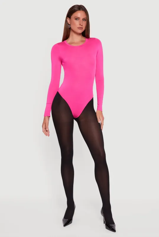 Basic Curve Hugging Long Sleeve Crew Neck Bodysuit sold by Rainbow