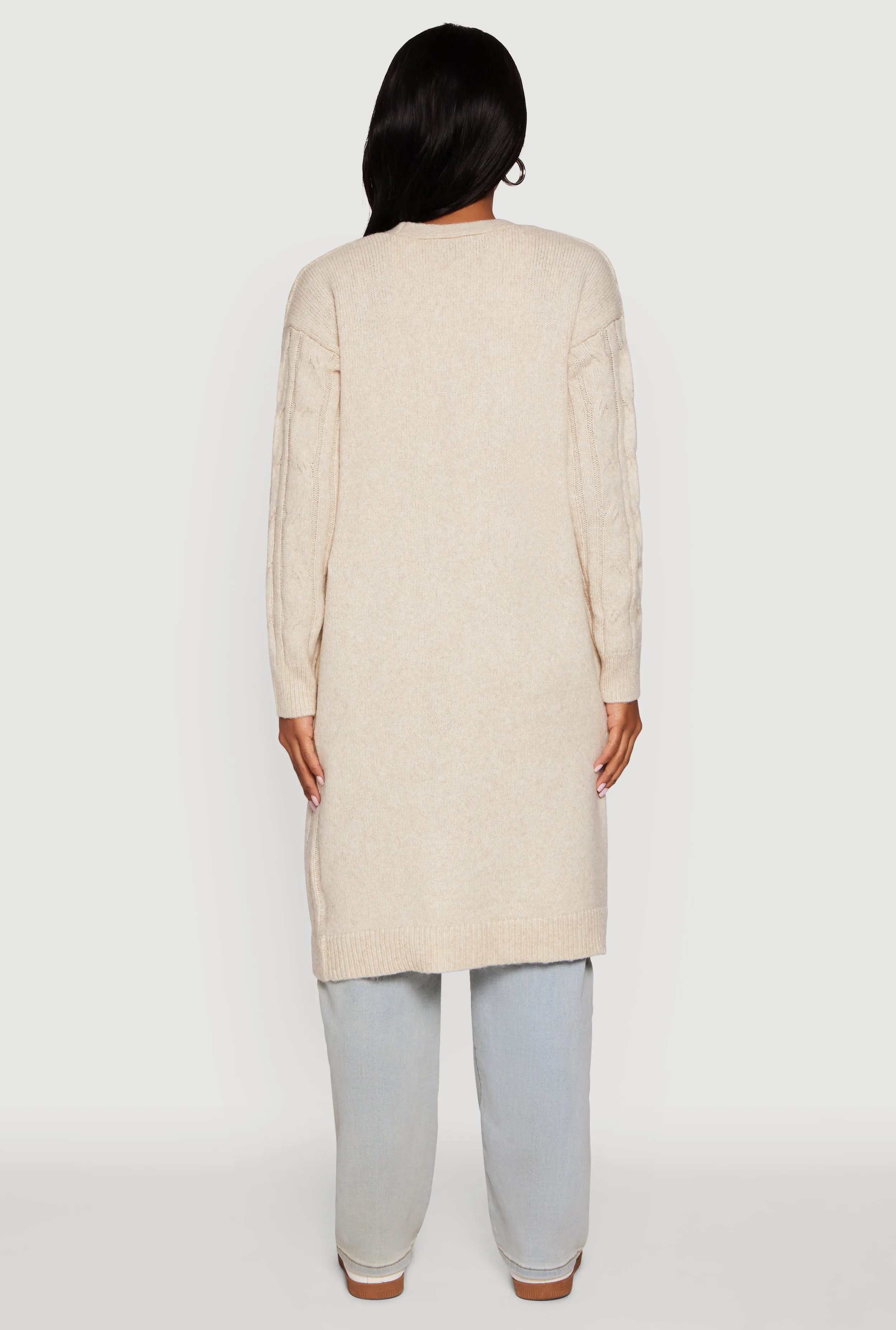 Cable Knit Open Front Long Cardigan sold by Rainbow product image thumbnail 5