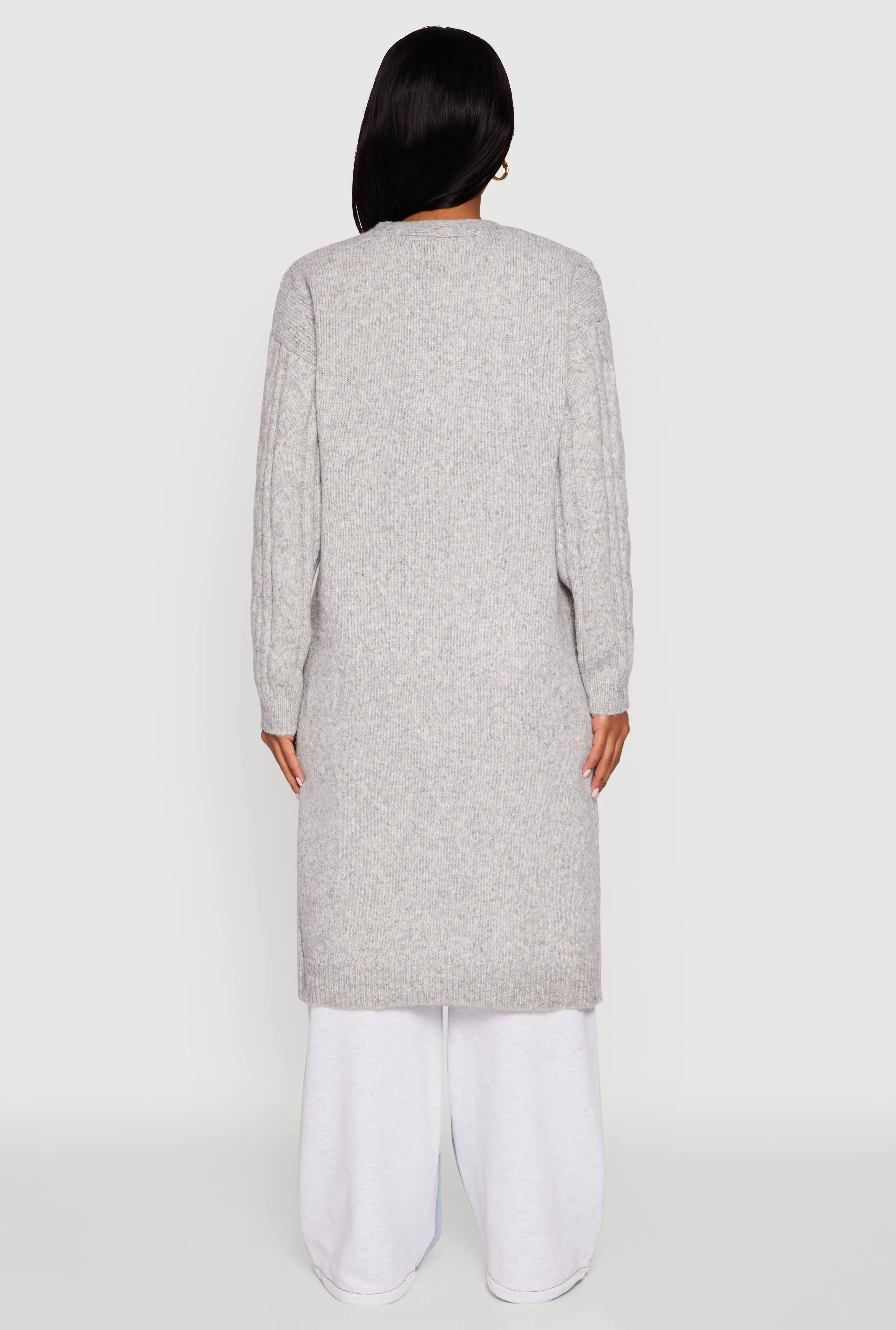 Cable Knit Open Front Long Cardigan sold by Rainbow product image thumbnail 5