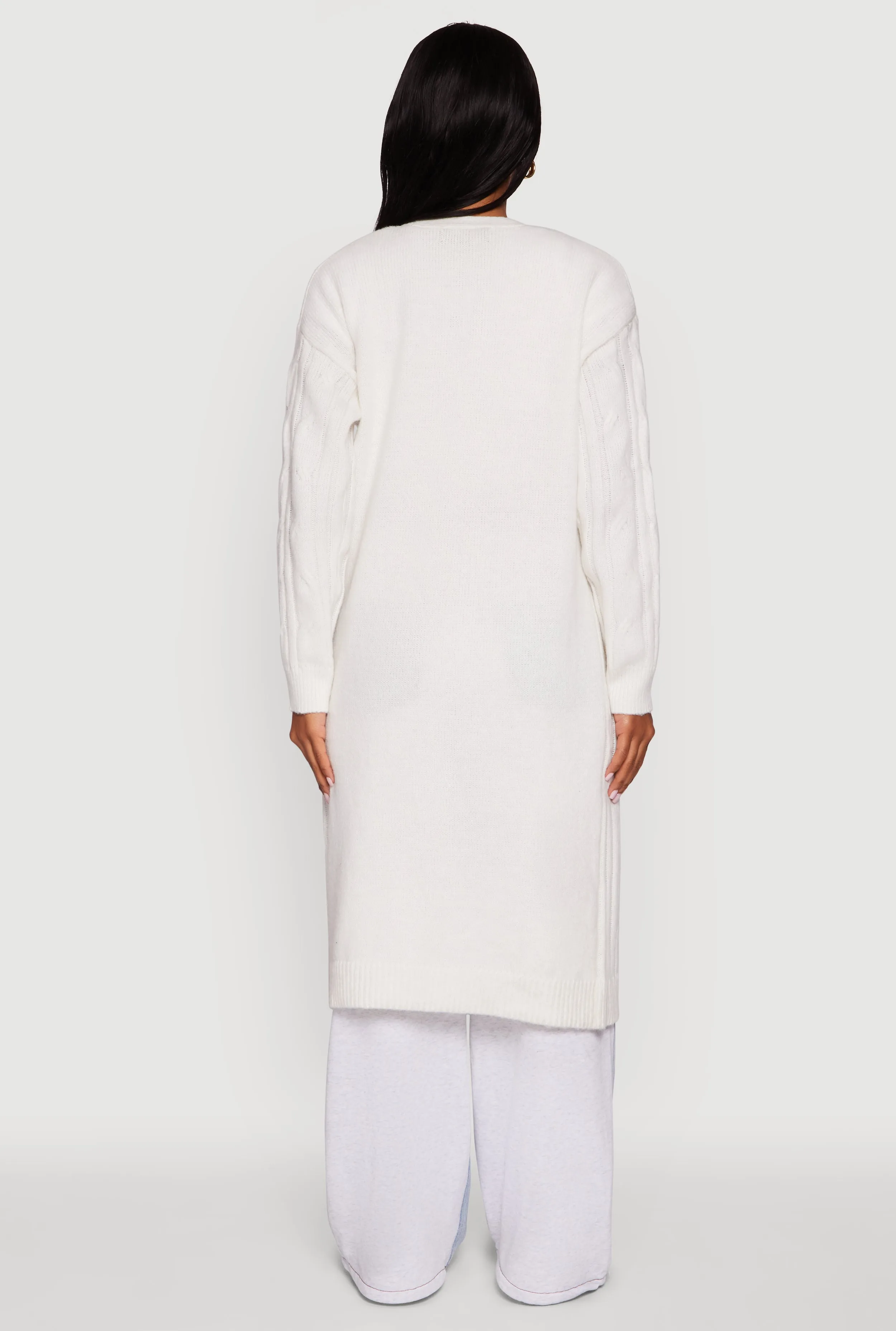 Cable Knit Open Front Long Cardigan sold by Rainbow product image thumbnail 5