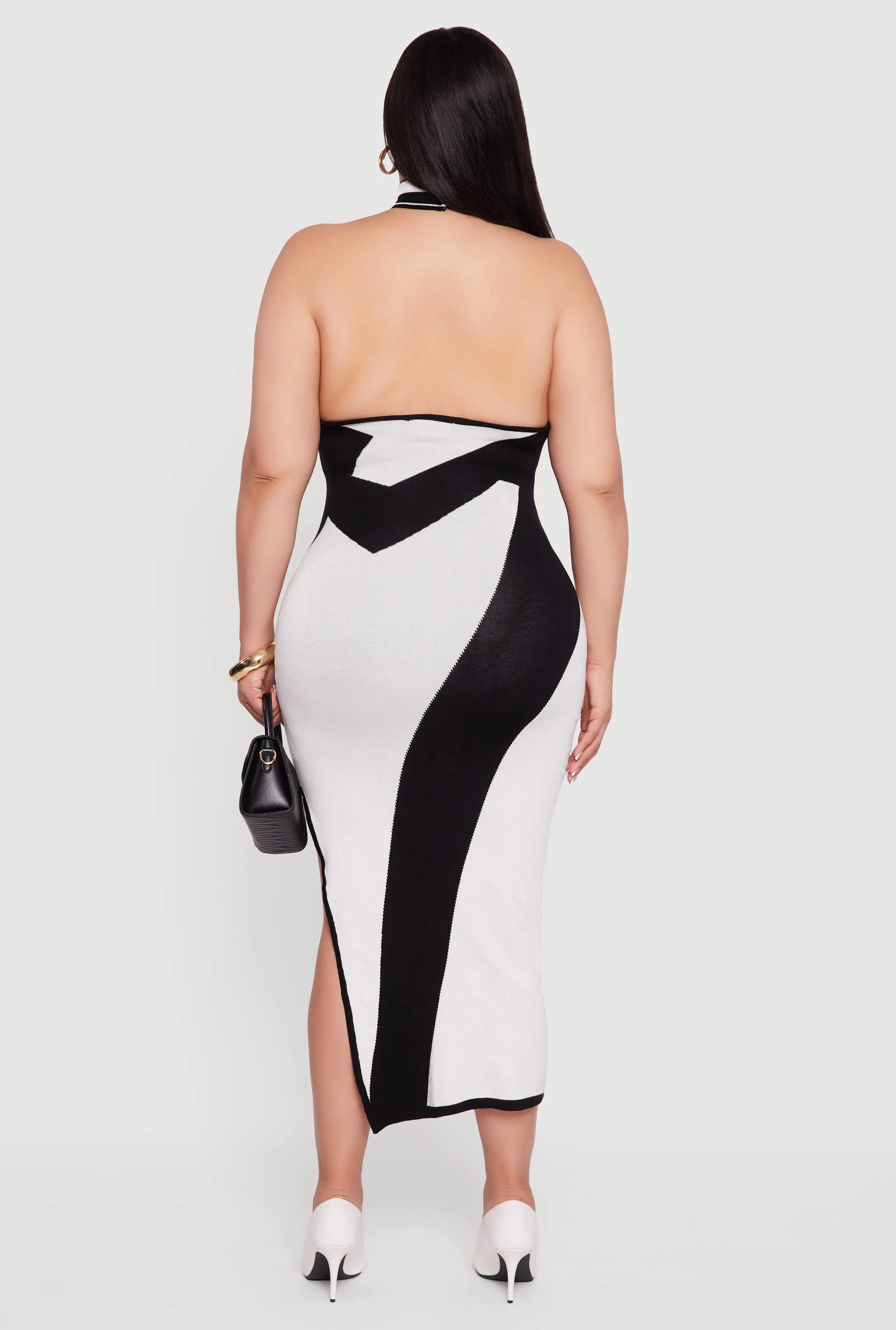 Plus Size Abstract Print Mock Neck Halter Maxi Dress sold by Rainbow product image thumbnail 5