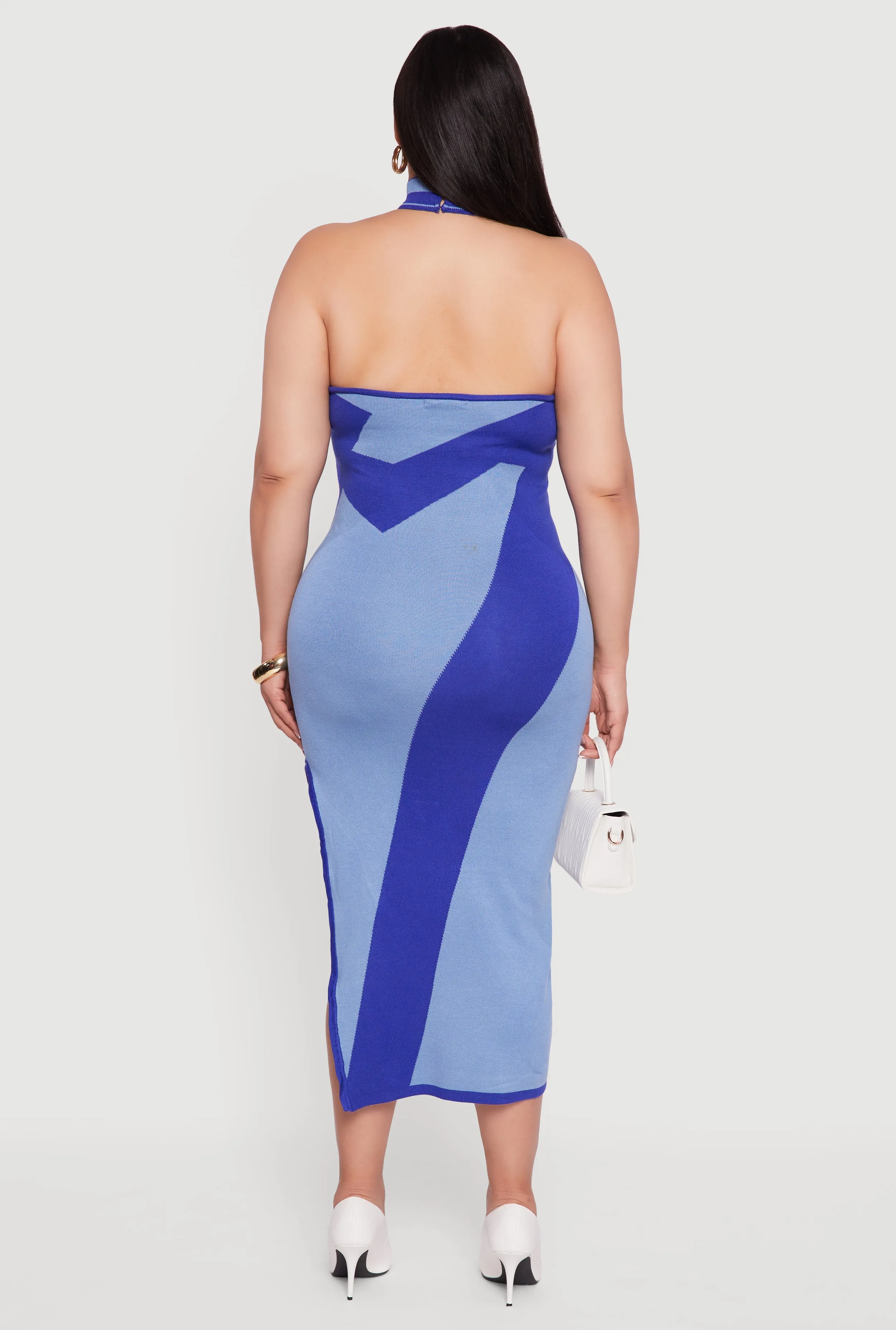 Plus Size Abstract Print Mock Neck Halter Maxi Dress sold by Rainbow product image thumbnail 5