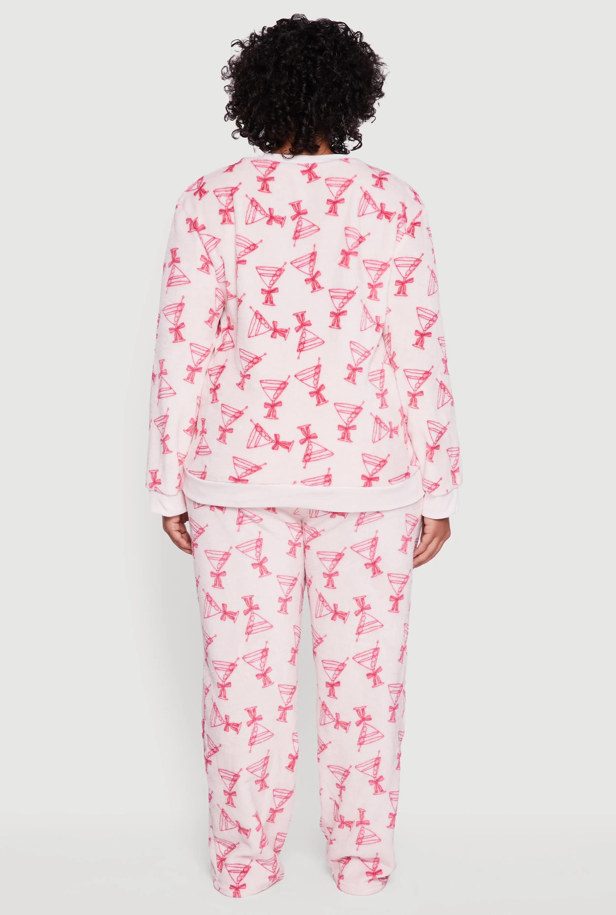 Plus Size Plush Martini Print Pajama Top and Pants sold by Rainbow product image thumbnail 3
