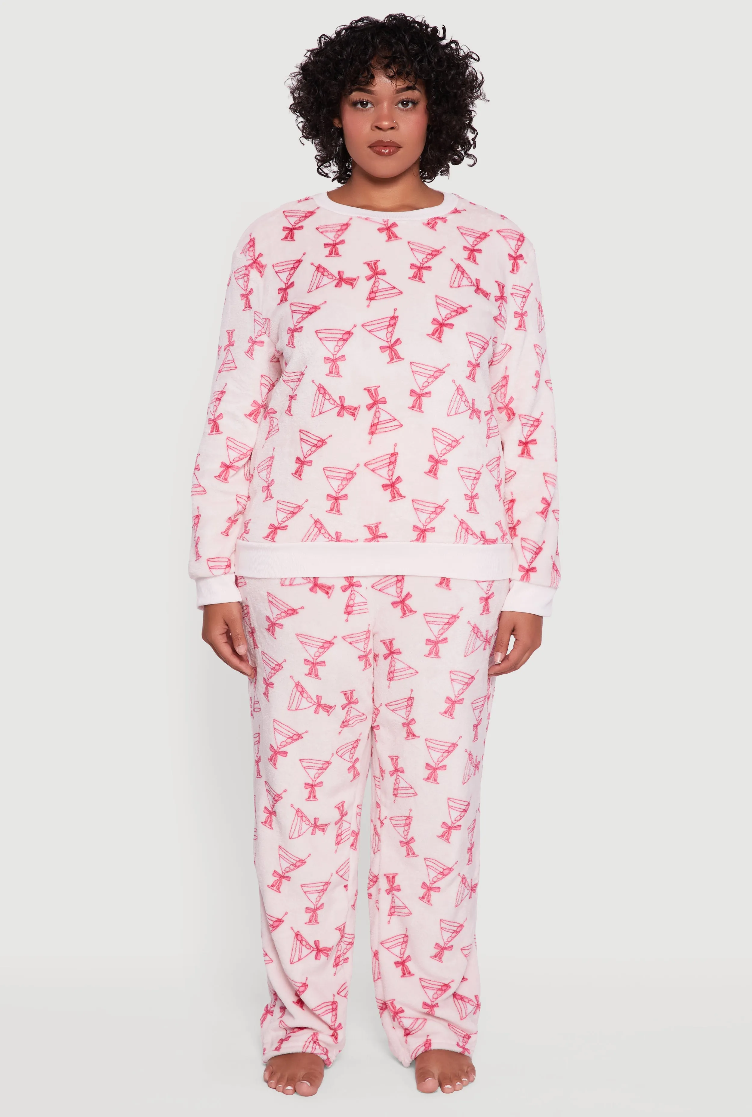 Plus Size Plush Martini Print Pajama Top and Pants sold by Rainbow product image thumbnail 2