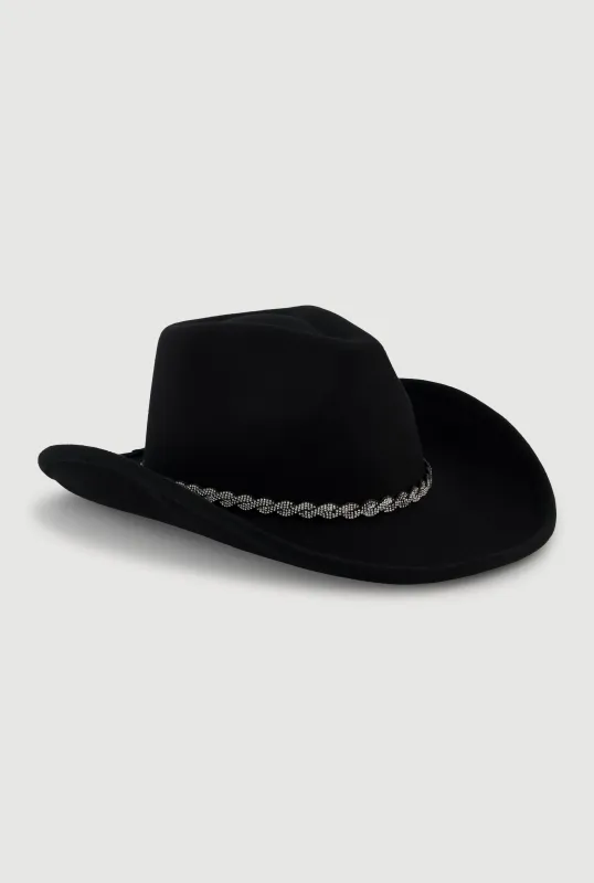 Rhinestone Trim Brushed Felt Cowboy Hat sold by Rainbow