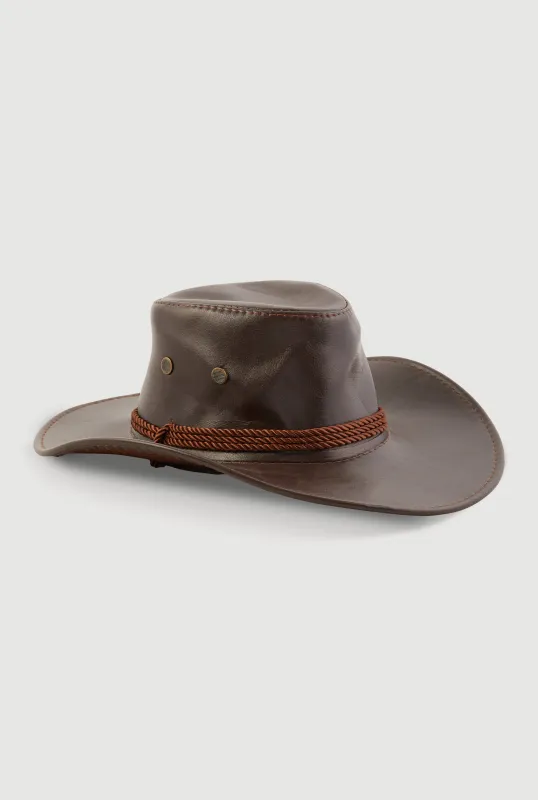 Toggle Drawstring Faux Leather Hat sold by Rainbow