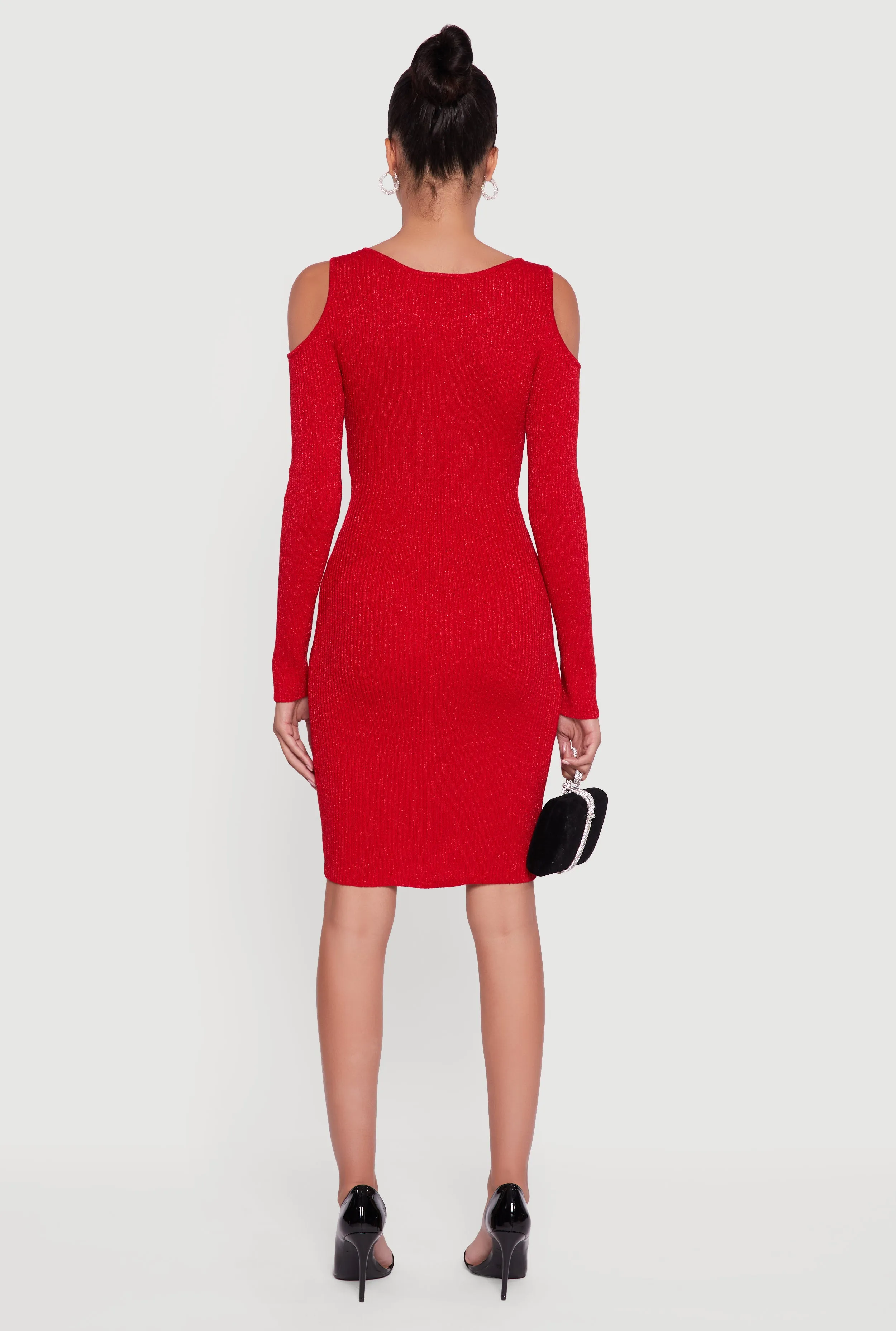 Lurex Rib Knit Cold Shoulder Dress sold by Rainbow product image thumbnail 5