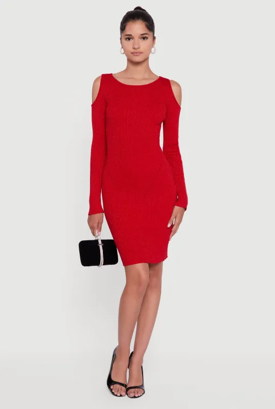 Lurex Rib Knit Cold Shoulder Dress sold by Rainbow
