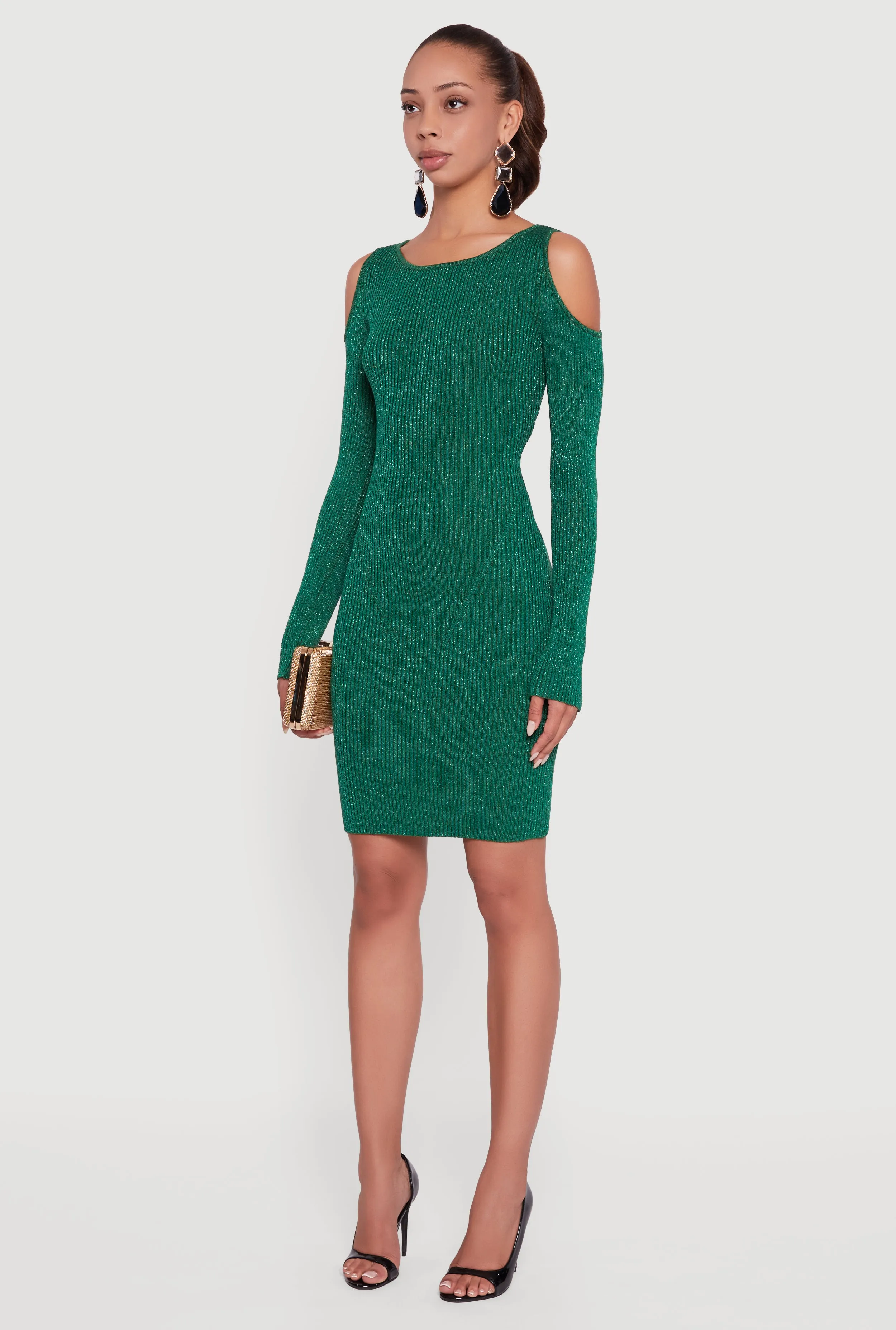 Lurex Rib Knit Cold Shoulder Dress sold by Rainbow product image thumbnail 3