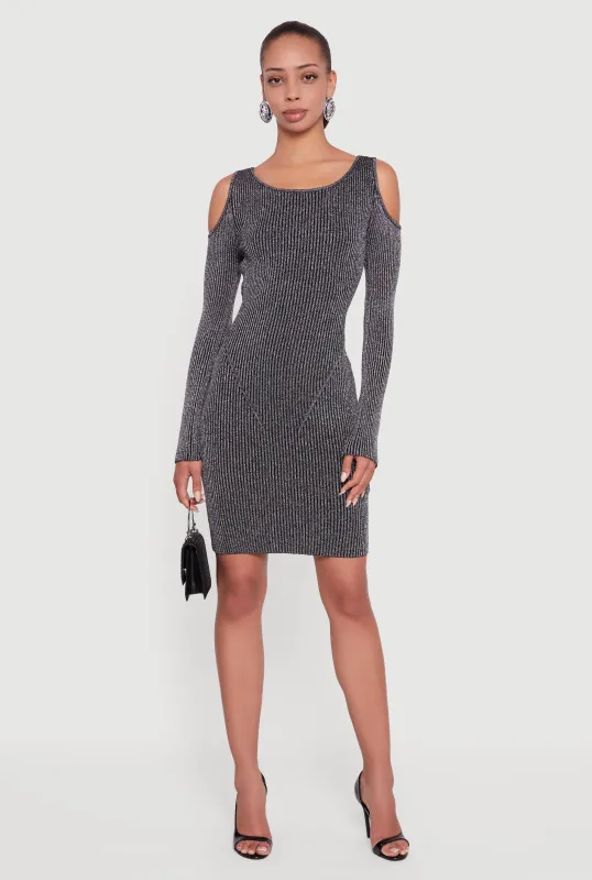 Lurex Rib Knit Cold Shoulder Dress sold by Rainbow
