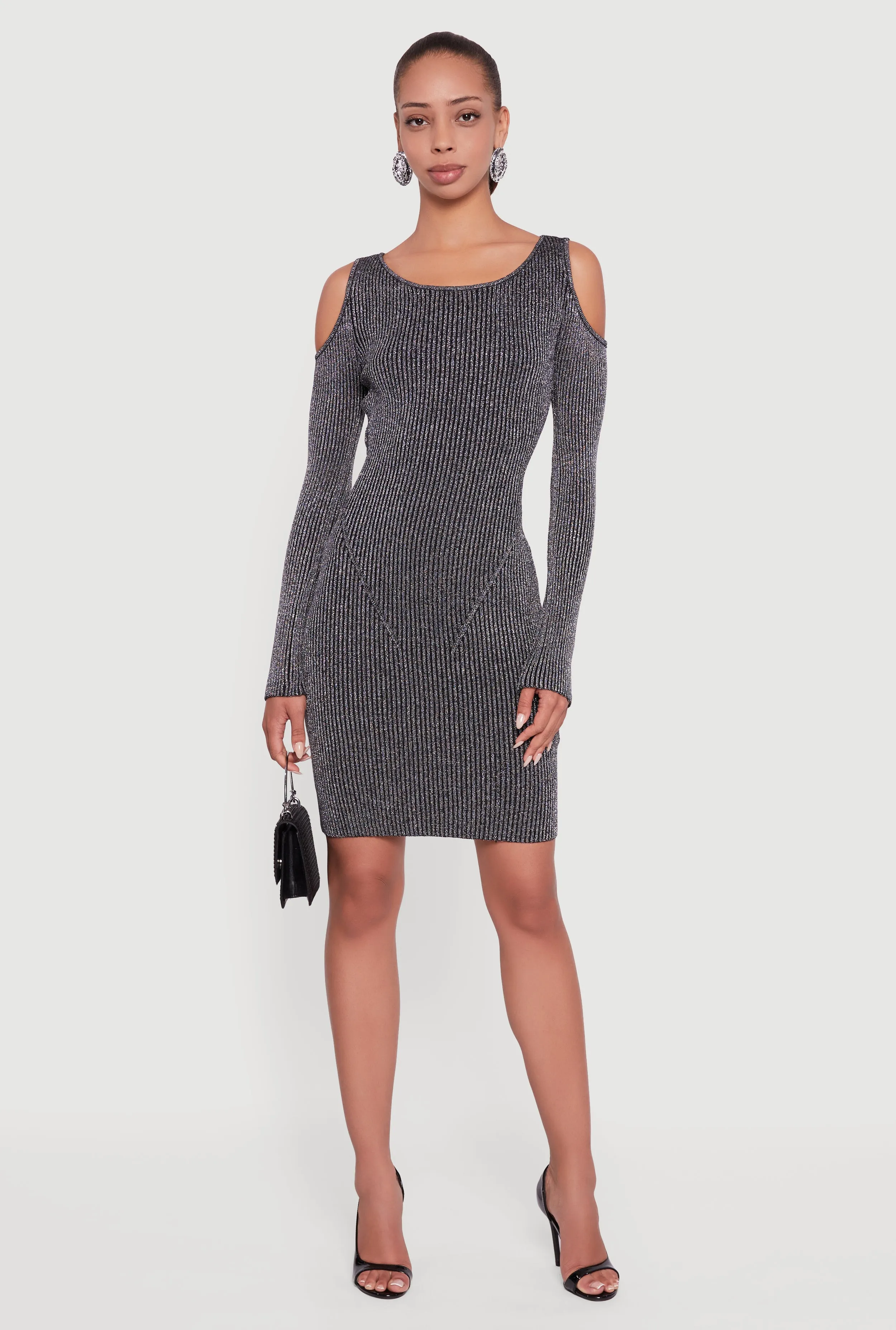 Lurex Rib Knit Cold Shoulder Dress sold by Rainbow