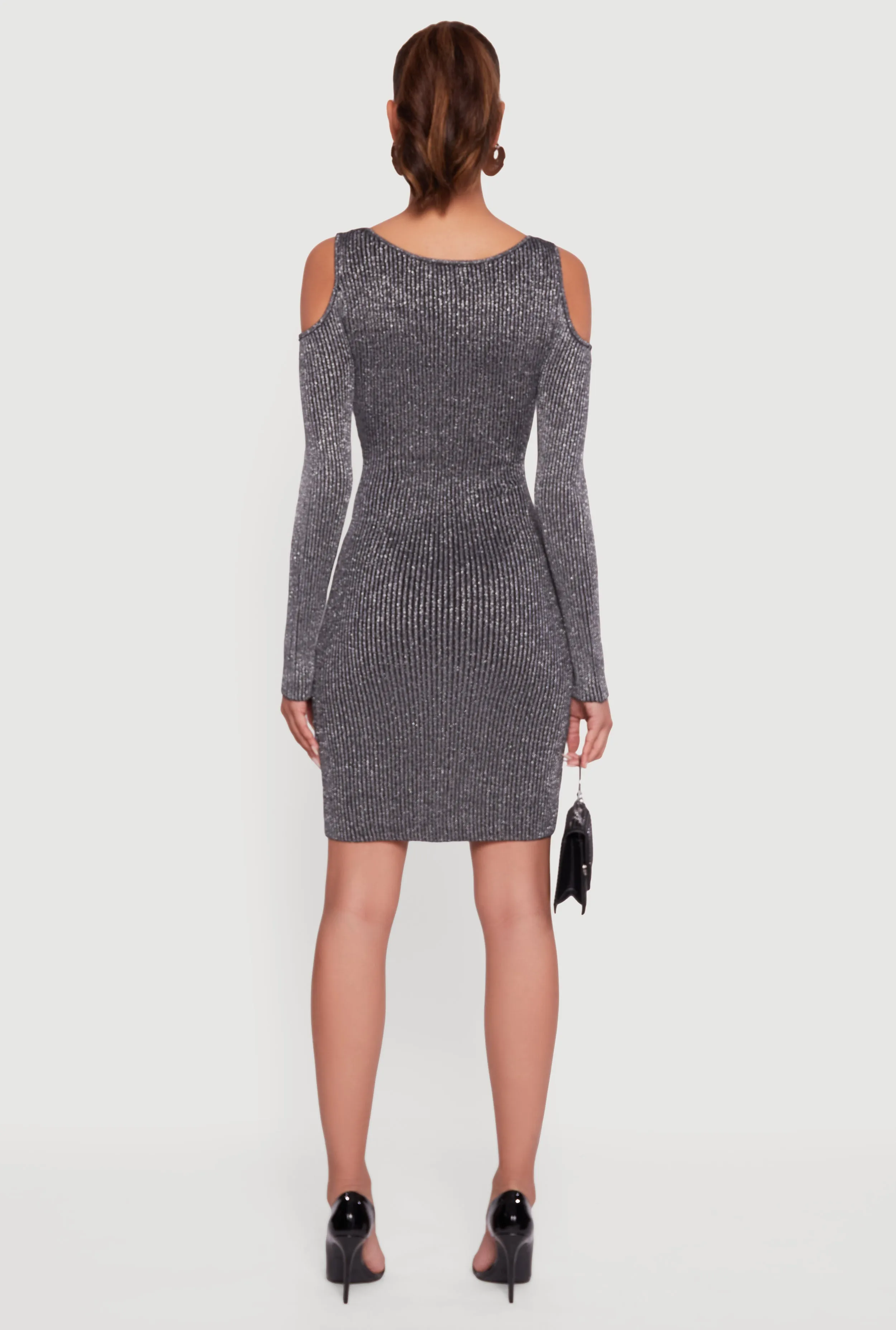 Lurex Rib Knit Cold Shoulder Dress sold by Rainbow product image thumbnail 5