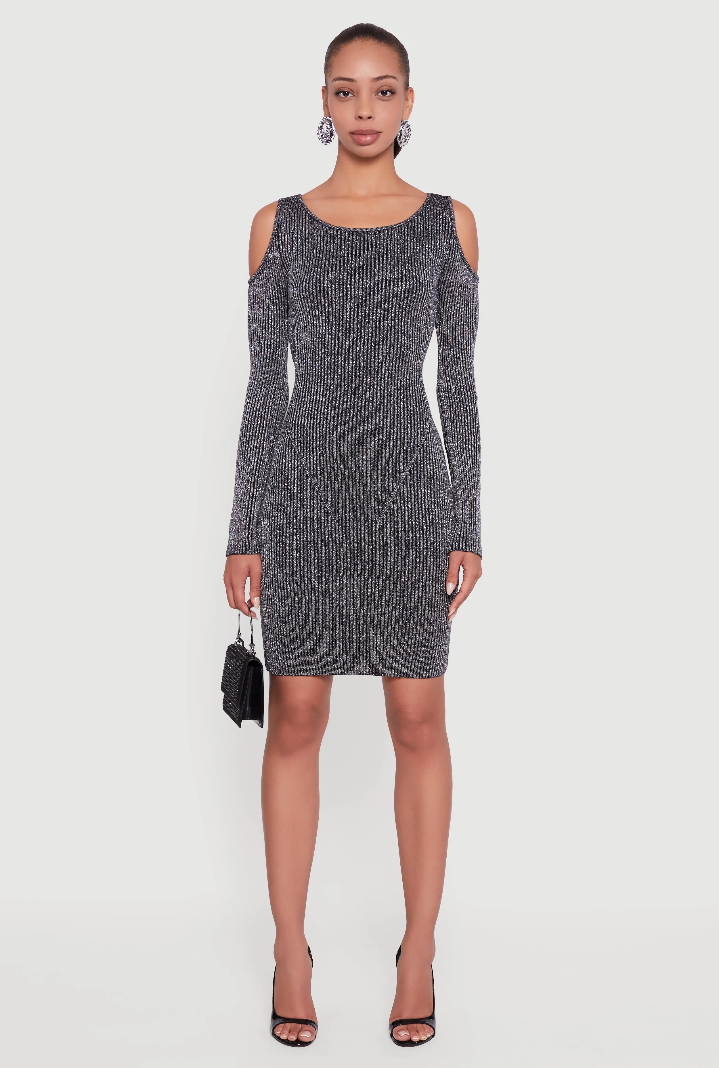 Lurex Rib Knit Cold Shoulder Dress sold by Rainbow product image thumbnail 2