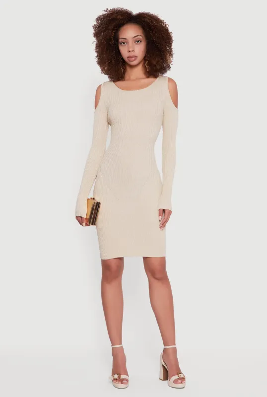 Lurex Rib Knit Cold Shoulder Dress sold by Rainbow