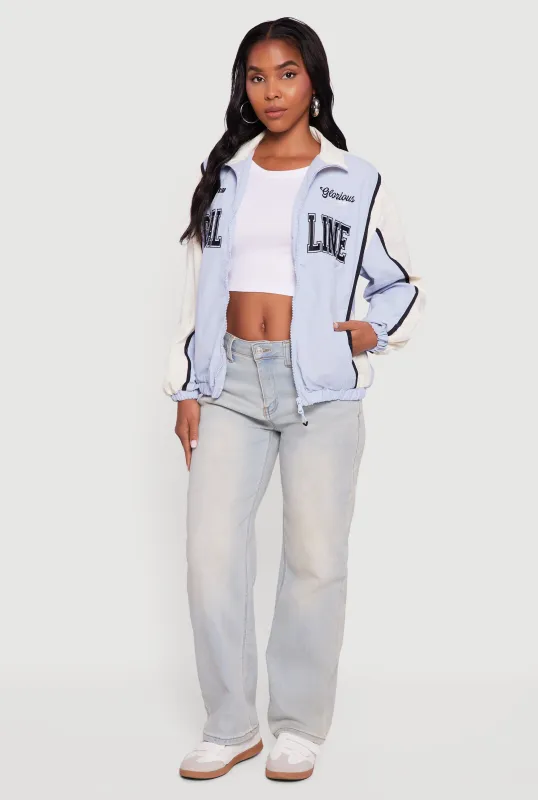 Color Blocked Goal Line Graphic Windbreaker Jacket sold by Rainbow