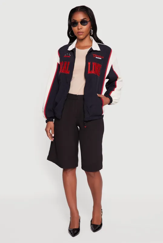 Color Blocked Goal Line Graphic Windbreaker Jacket sold by Rainbow