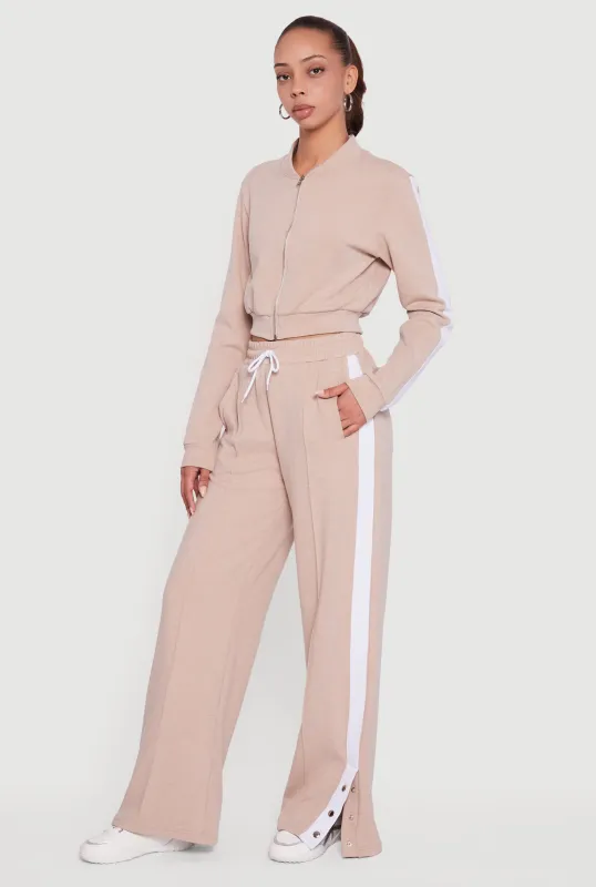 Snap Button Side Stripe Drawstring Waist Track Pants sold by Rainbow