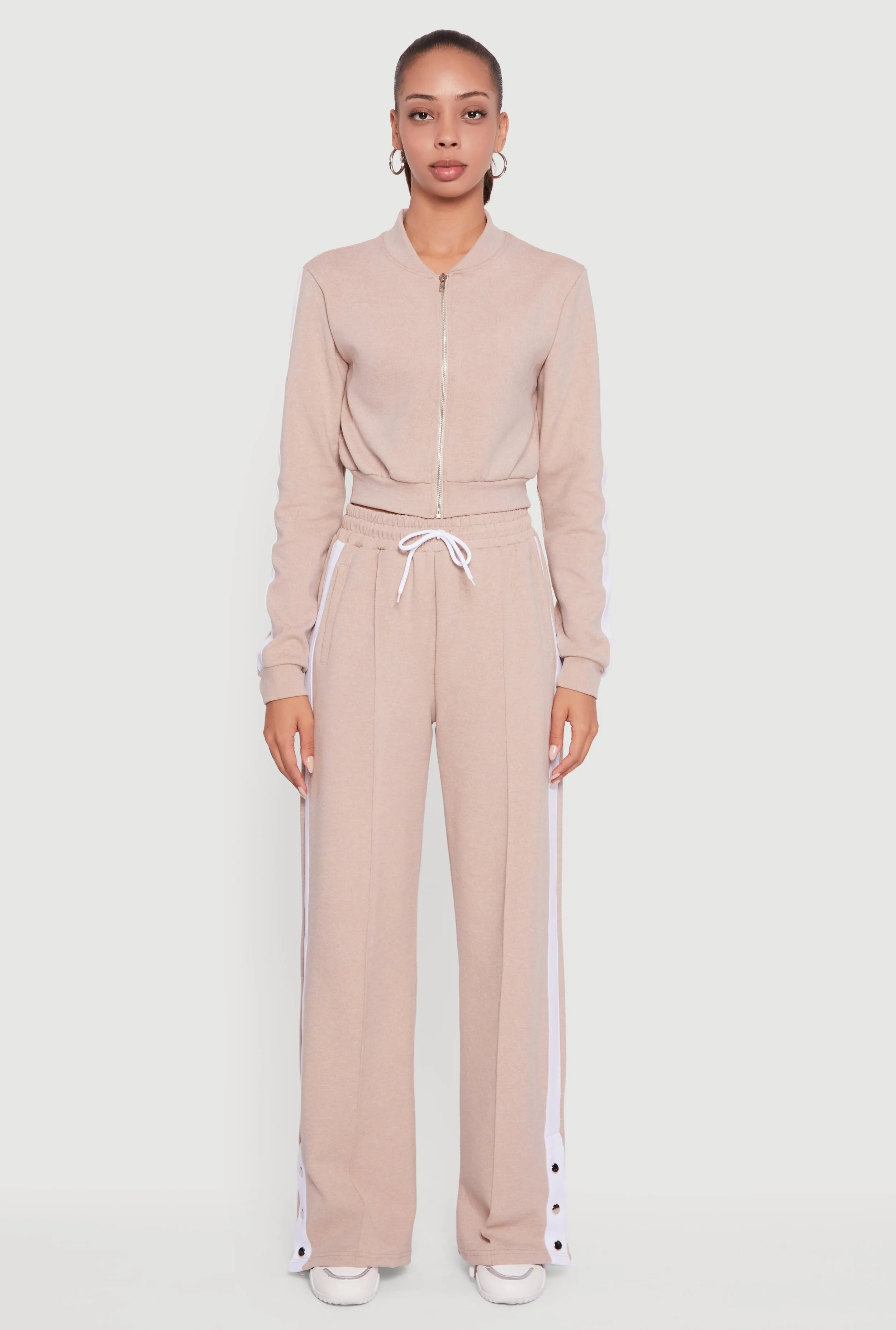 Snap Button Side Stripe Drawstring Waist Track Pants sold by Rainbow product image thumbnail 2