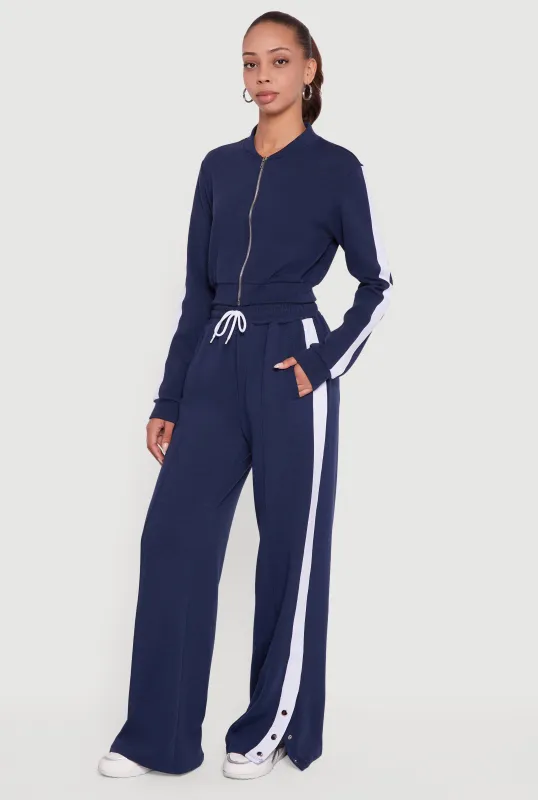 Snap Button Side Stripe Drawstring Waist Track Pants sold by Rainbow