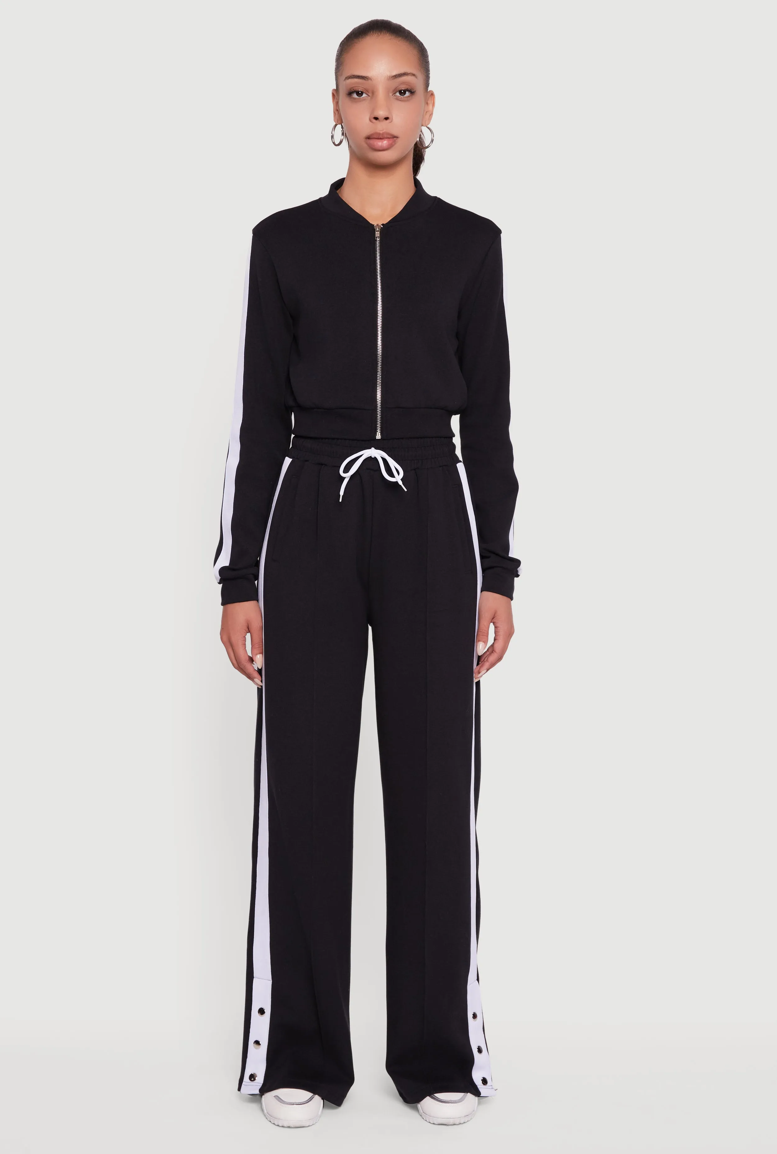 Snap Button Side Stripe Drawstring Waist Track Pants sold by Rainbow product image thumbnail 2